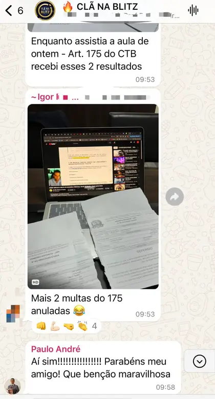 Aluno relata mais duas multas anuladas durante a aula